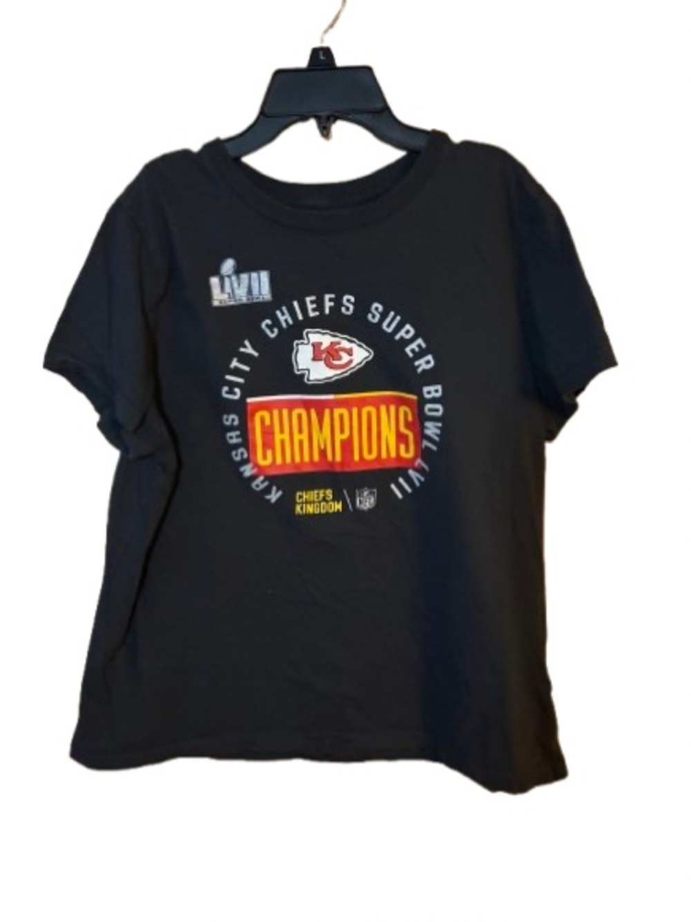 Womens Nike T-shirt celebrates the Kansas City Chiefs as Super Bowl LVII Gray XL